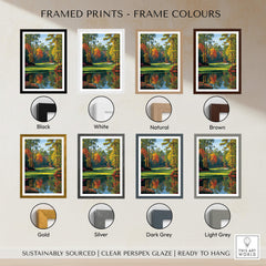 Framed prints color options including black, white, natural, brown, gold, silver, dark grey, and light grey.