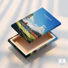 Augusta National Golf Print - The Masters Golf Poster displayed on a beautifully crafted wooden box.