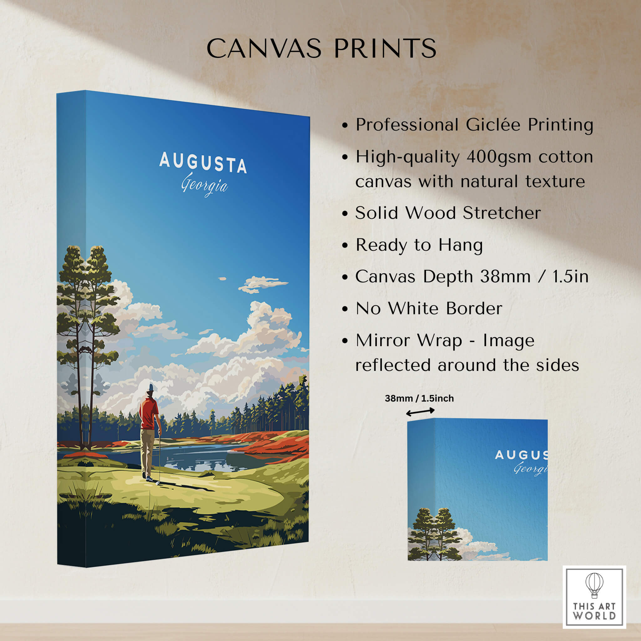 Augusta National Golf Print - The Masters Golf Poster on high-quality canvas with natural texture.