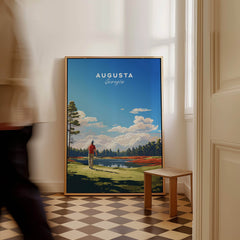 Augusta National Golf Print - The Masters Golf Poster displayed in a stylish interior setting.