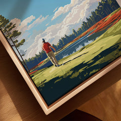 Augusta National Golf Print - The Masters Golf Poster featuring a golfer on the course with stunning scenery.