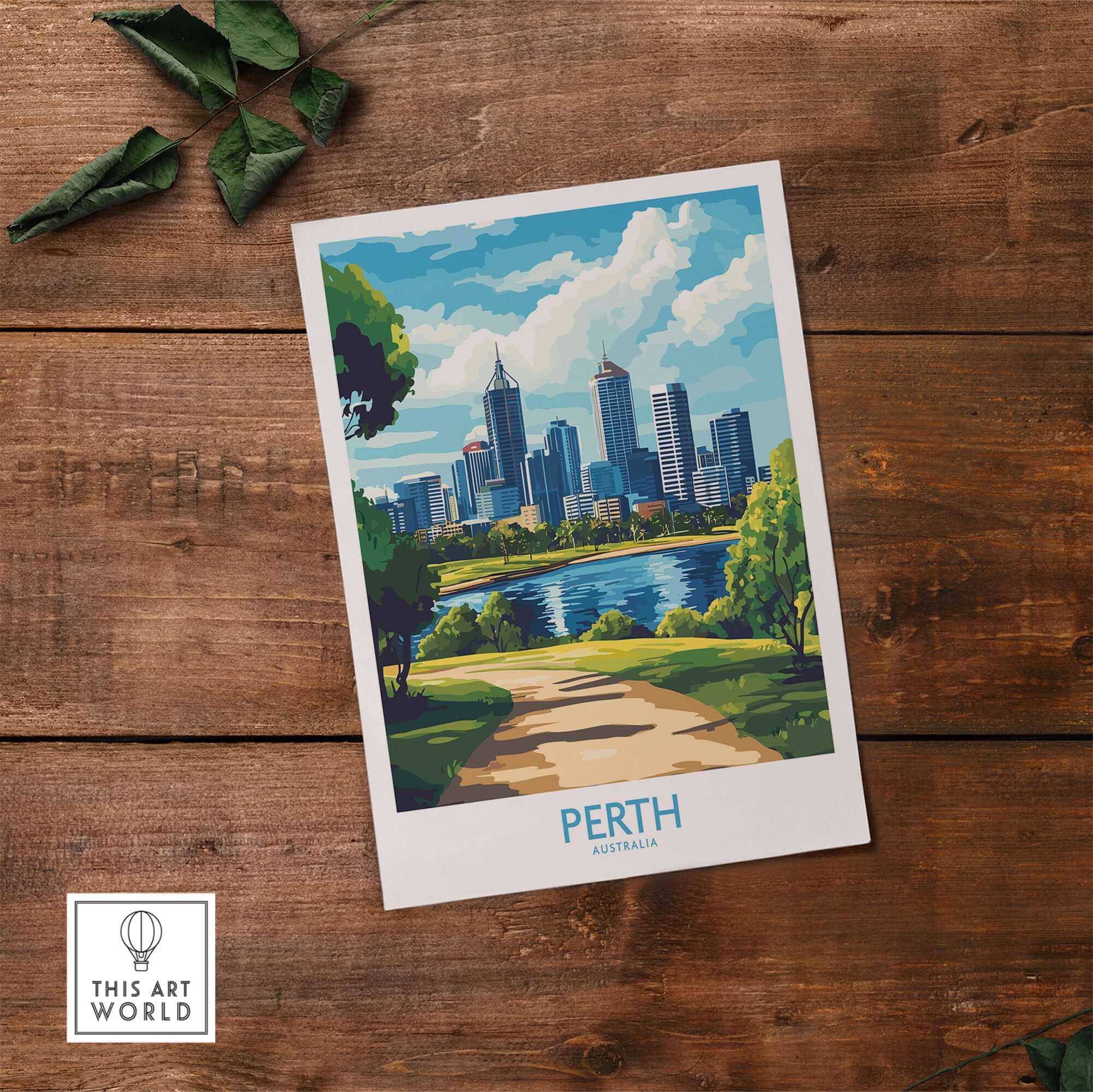 Australian Cityscape Art - Perth Print, Landmark Poster featuring a vibrant city skyline and landscape.