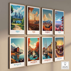 Australian Cityscape Art - Perth Print, Landmark Poster showcasing vibrant city designs from around the world.