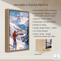 Avoriaz Portes du Soleil Slopes Ski Print | French Alps Wall Decor framed canvas print details