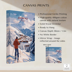 Avoriaz Portes du Soleil Slopes Ski Print | French Alps Wall Decor showcasing high-quality giclée printing on canvas.