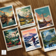 Avoriaz French Ski Poster | Skiing Wall Art showcasing winter sports and alpine scenery in framed design.