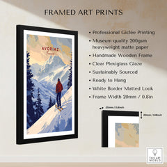 Avoriaz Skiing Print | French Alps Winter Decor in a framed art print showcasing snowy slopes.