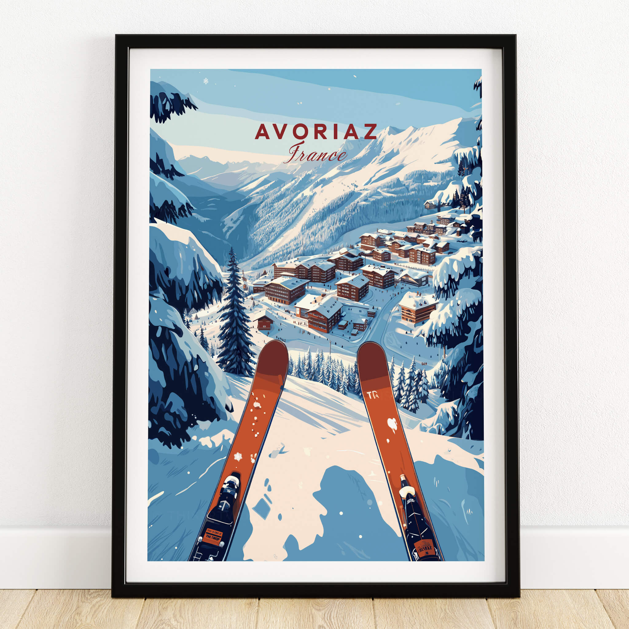 Avoriaz Portes du Soleil Slopes Print | French Alpine Ski Wall Decor featuring a scenic snowy landscape.