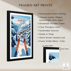 Avoriaz Portes du Soleil Slopes Print | French Alpine Ski Wall Decor showcasing vibrant ski landscape and framed art.