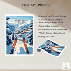Avoriaz Portes du Soleil Slopes Print | French Alpine Ski Wall Decor showcasing professional printing and vibrant ski landscape.