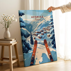 Avoriaz Portes du Soleil Slopes Print | French Alpine Ski Wall Decor showcasing stunning ski landscape.