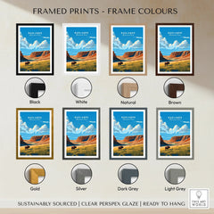 Badlands National Park print with bison in eight frame color options, travel wall art.