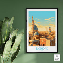 Vibrant Baghdad wall art print showcasing iconic architecture and cityscape in modern design.