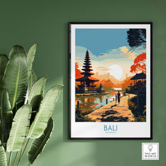 Modern Bali wall art print showcasing a scenic Indonesian landscape with vibrant colors and serene atmosphere.