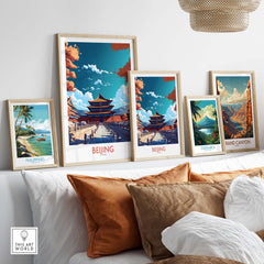 Beijing wall art collection featuring modern prints of Beijing architecture and landscapes, enhancing home decor.