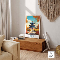 Beijing art print featuring the Temple of Heaven in modern style decor, enhancing cultural ambiance in any space.