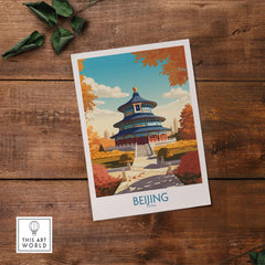 Bejing art print featuring the Temple of Heaven in modern style, perfect for home decor or a meaningful gift.