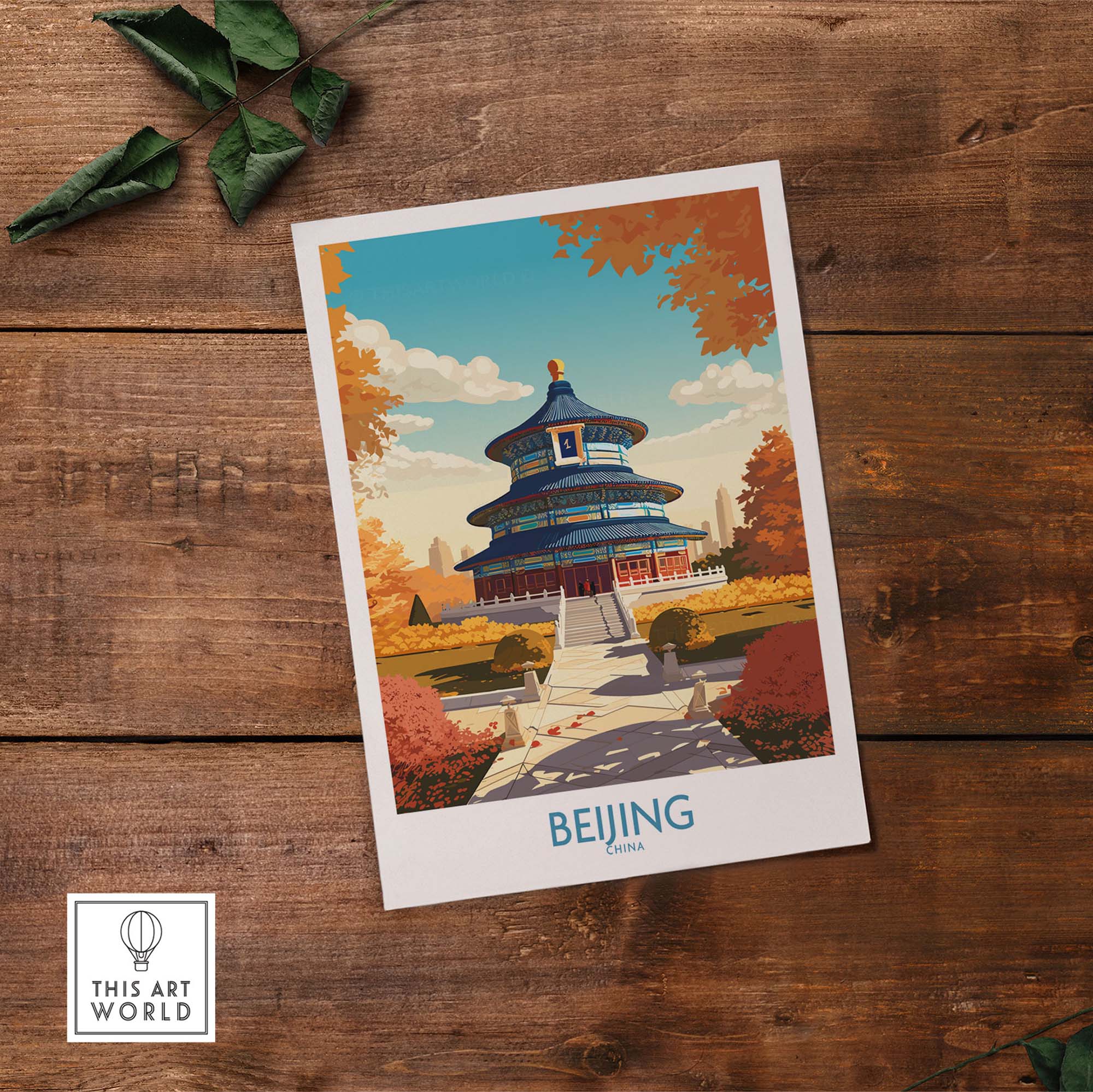 Bejing art print featuring the Temple of Heaven in modern style, perfect for home decor or a meaningful gift.