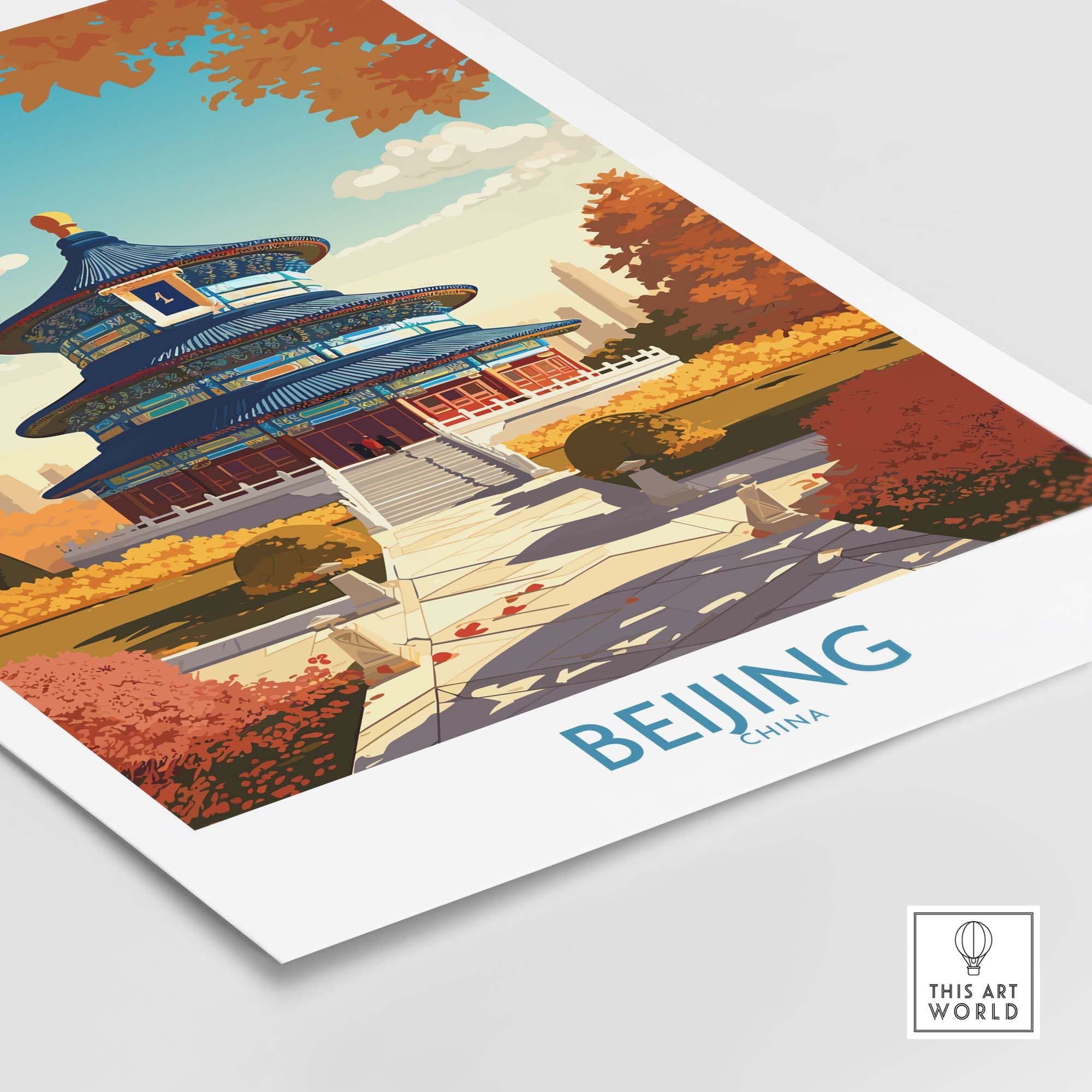Beijing art print featuring the iconic Temple of Heaven in modern style, perfect for home decor and cultural ambiance.