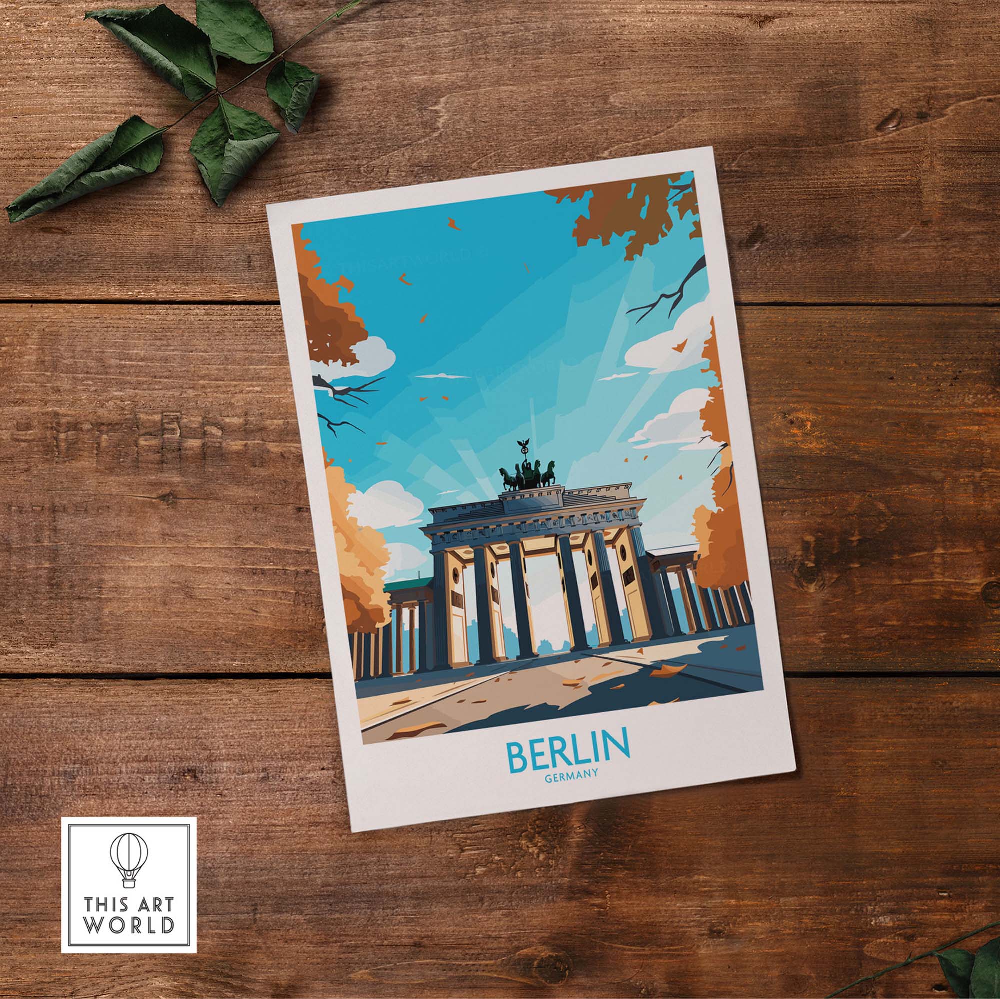 Berlin Wall Art Modern featuring the Brandenburg Gate, vibrant colors, perfect for home decor and travel enthusiasts.