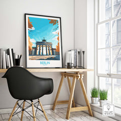 Berlin Wall Art Modern featuring the Brandenburg Gate in a stylish home office setting.