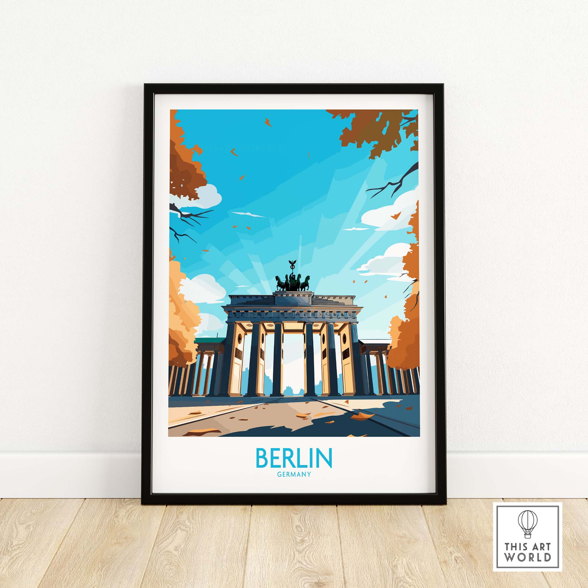 Modern Berlin Wall Art featuring the Brandenburg Gate, perfect for home decor and adding European elegance.