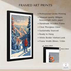Big Bear Travel Poster - California framed art print showcasing a scenic landscape of Big Bear in vibrant colors.