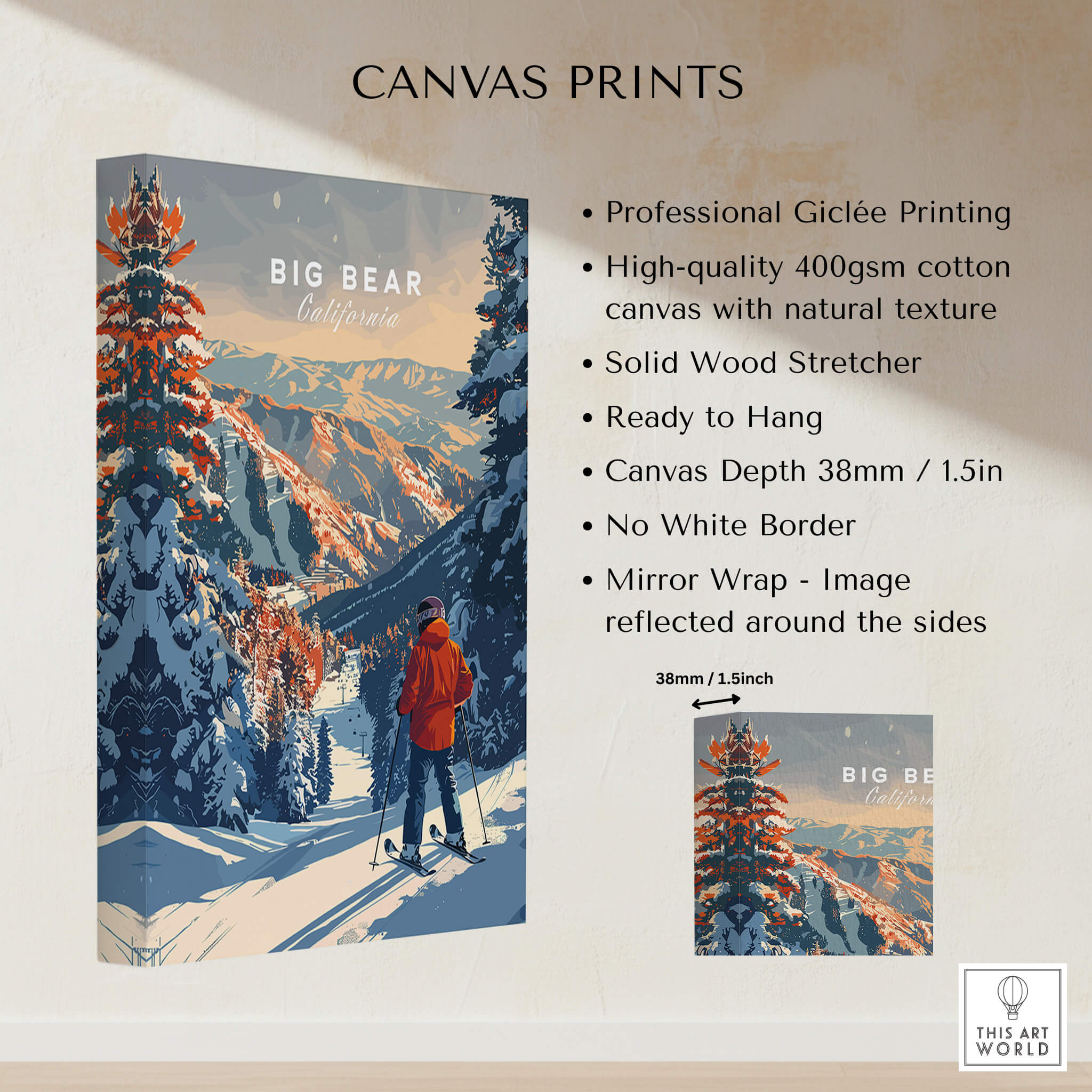Big Bear Travel Poster - California showcasing stunning winter landscapes and ready-to-hang canvas prints.