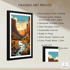 Framed Big Bend National Park print with matte border, wooden frame, and product details