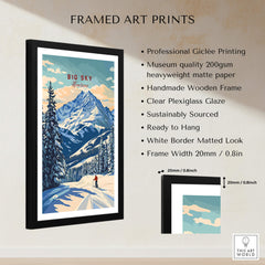 Big Sky Wall Art framed print featuring snowy mountains and trees with professional giclée printing and matte finish.