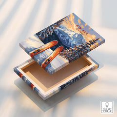 Big Sky Wall Art Poster - Ski Print design featuring skis and mountains, perfect for ski lovers' home decor.
