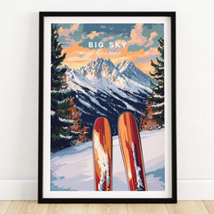 Big Sky Wall Art Ski Print featuring vibrant colors and stunning mountain scenery.