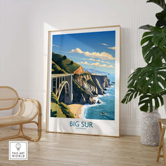 Framed Big Sur wall art showcasing the California coast, perfect for modern home decor and gallery walls.