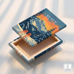 Big White Travel Poster -  British Columbia art box with mountain design and vibrant colors