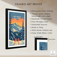 Big White Travel Poster - British Columbia framed art print showcasing vibrant landscapes and ski adventure.