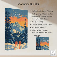 Big White Travel Poster - British Columbia displayed on high-quality canvas for home decor inspiration.