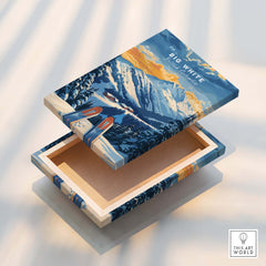 Big White Ski Poster - British Columbia design on a decorative box showcasing snowy mountains and ski slopes.