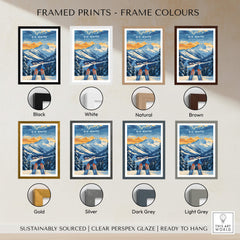 Framed prints of Big White Ski Poster - British Columbia in various frame colors including black, white, natural, and brown.