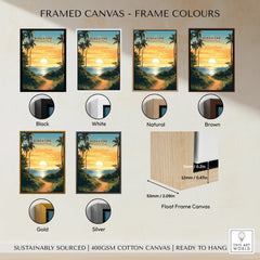 Biscayne National Park sunset canvas wall art with six frame color options: black, white, natural, brown, gold, silver.