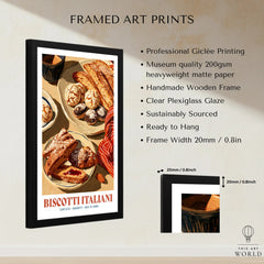 Italian Biscotti Kitchen Wall Art - framed print details measurements quality details