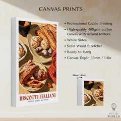 Italian Biscotti Kitchen Wall Art - canvas print stretched cotton canvas details
