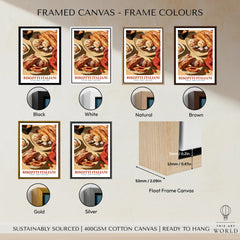 Italian Biscotti Kitchen Wall Art - framed canvas float frame colour options
