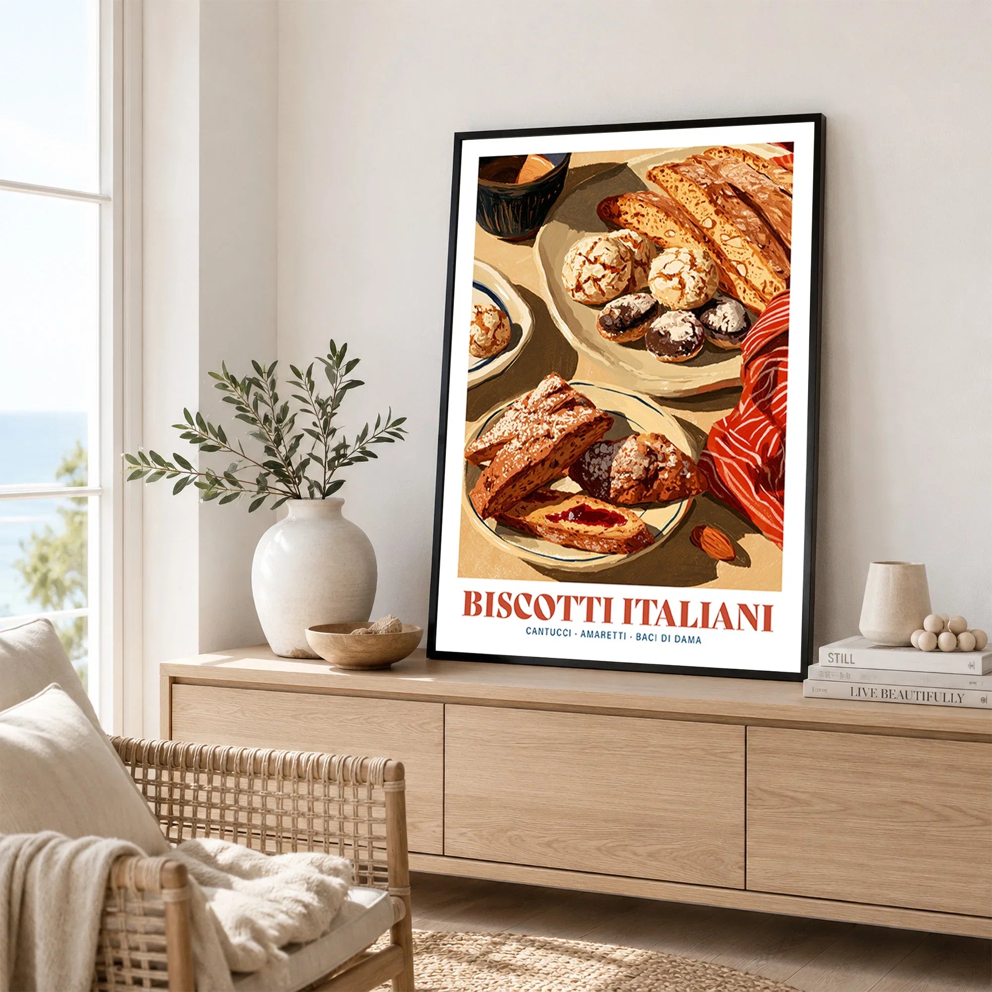 Italian Biscotti Kitchen Wall Art - framed artwork living room lifestyle setting