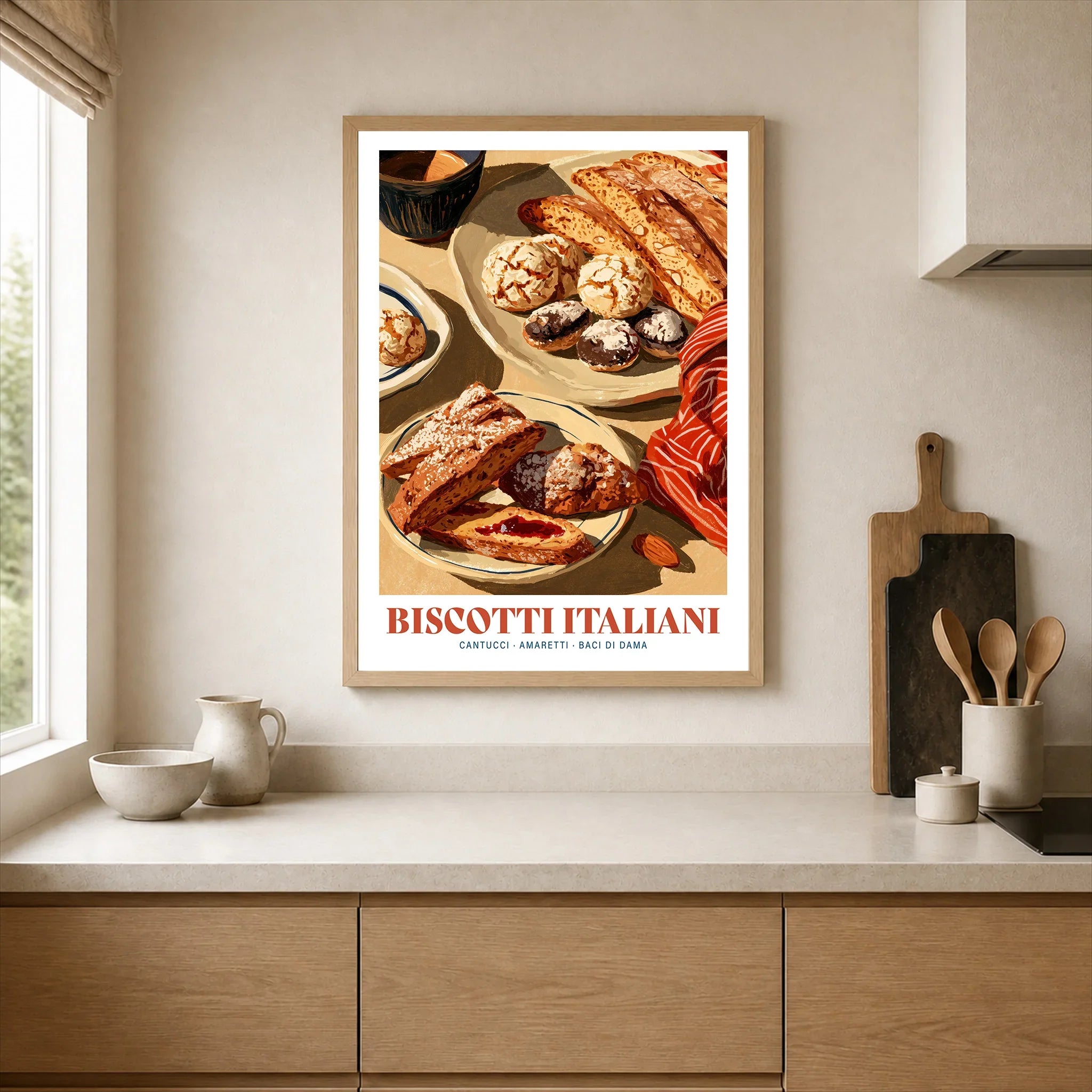Italian Biscotti Kitchen Wall Art - neutral kitchen single frame mockup This Art World