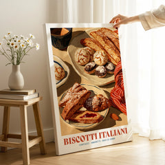 Italian Biscotti Kitchen Wall Art - canvas print mirror edge hand holding room setting