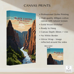 Black Canyon of the Gunnison National Park canvas print with dramatic canyon landscape art