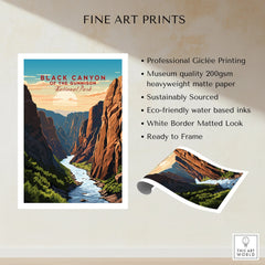 Black Canyon of the Gunnison National Park travel poster print with dramatic canyon view.