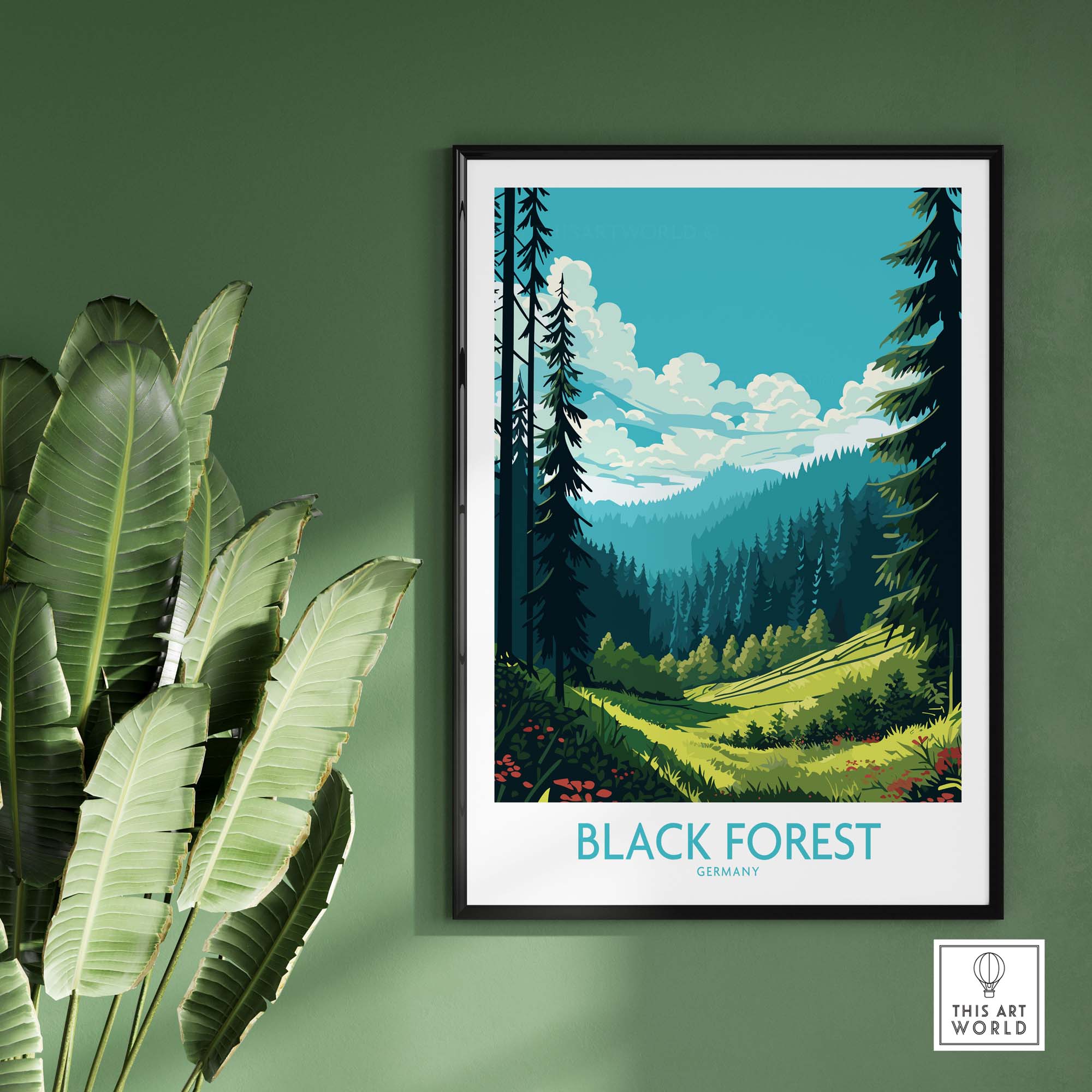 Stunning Black Forest Wall Art featuring vibrant nature scenery from Germany, perfect for home decor.