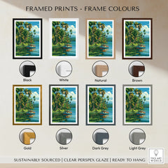 Bocas del Toro travel poster in various frame colors for home decor