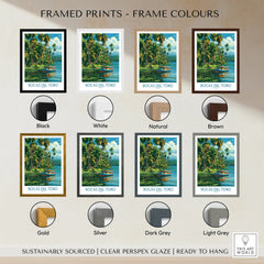 Bocas del Toro travel poster in various frame colors for home decor